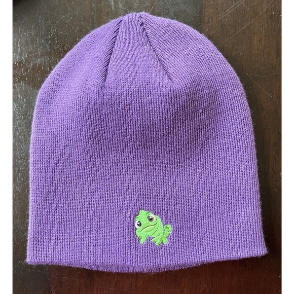 Disney Parks - Tangled Rapunzel Pascal Purple Knit Adult 100% Acrylic Beanie Hat - Picture 1 of 4